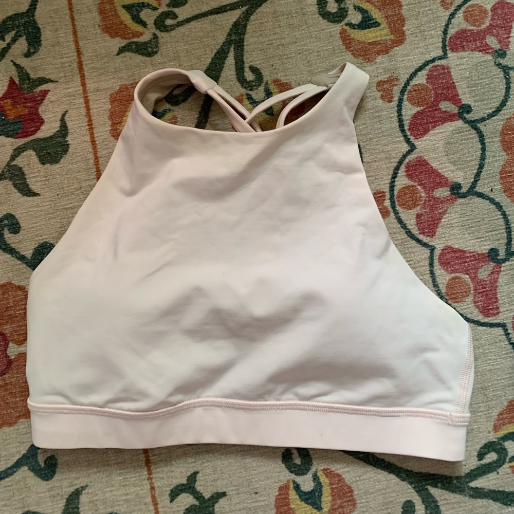 Lululemon Good Used Condition- Energy bra high neck Pink Glow size 6